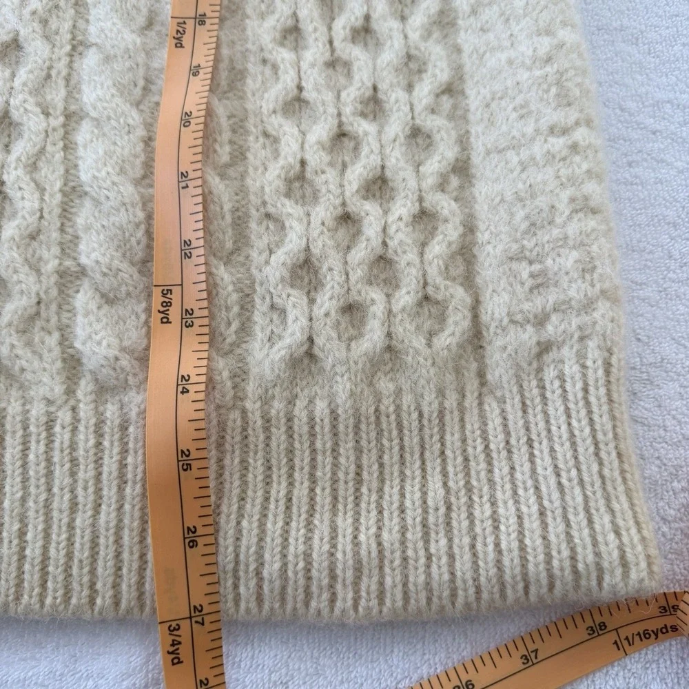 Vtg Irish Wool Fisherman Sweater Aran Knit Chunky Ivory Cable Knit Cream *READ*